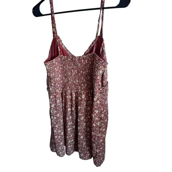 Abercrombie & Fitch Orange Floral Ruched Mini Dress Size Large - Picture 4 of 6